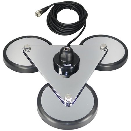 VIRTUAL Tri-Magnet CB Antenna Mount with Rubber Boots & RG58A-U Coaxial Cable; Silver - 18 ft. & 5 in. VI807589